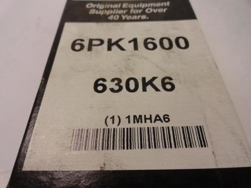Bando 6PK1600; Serpentine Belt 630K6; 6-ribs 63.0"L; 1MHA6