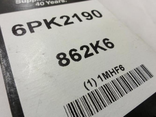 Bando 1MHF6; Serpentine Belt; 6-Rib; 86.2"Long; 862K6