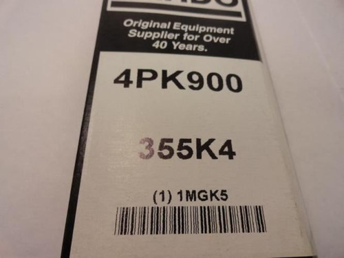Bando 4PK900; Serpentine Belt 355K4; 4-ribs 35.5"L; 1MGK5