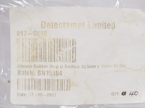 Detectamet 817-S698; Blue Silicone Rubber "D" Strip; 2x20m