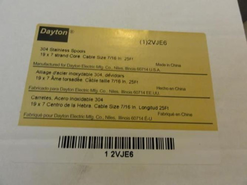 Dayton 2VJE6; Cable 7/16" Cable Size 25 Length