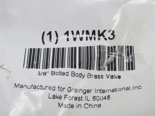 Industry-Std 1WMK3; Ball Valve; 3/8" Brass Body