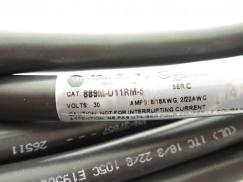 Allen-Bradley 889M-U11RM-5; M23 Connection Cable; Male; 5M