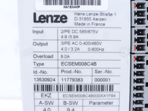 Lenze ECSEM008C4B; Servo Drive 565/675VAC; 4.9/3.9A In
