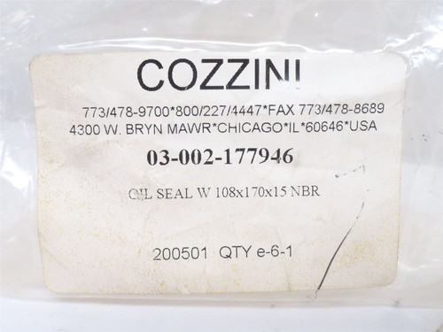Cozzini 03-002-177946; Oil Seal 115mmID x 170mmOD x 12mm Wide