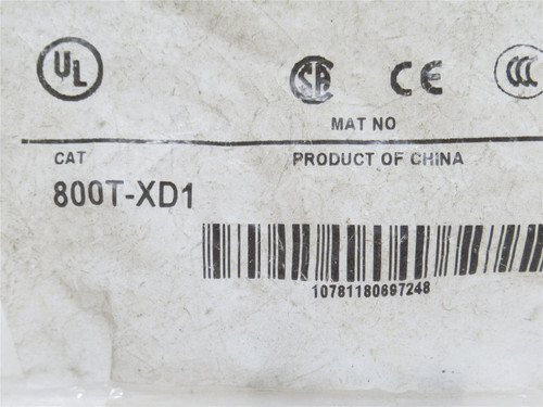 Allen-Bradley 800T-XD1; Contact Block; 1-NO; 30mm; 600VAC