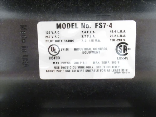 McDonnell/Miller FS7-4; Paddle Actuated Flow Switch; 1-1/4NPT