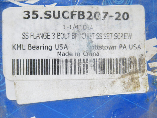 KML SUCFB207-20; Flange Bearing; 1-1/4"ID; SS; 3-Bolt Bracket