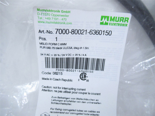 Murr 7000-80021-6360150; Connector Lug MSUD Form C 1.5m Cable