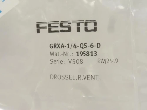 Festo GRXA-1/4-QS-6-D; Flow Control Valve 6mm PTC 195813