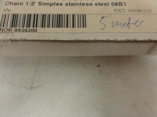 Witra WT08; Stainless Steel Chain; 1/2" Pitch; 5 Meters