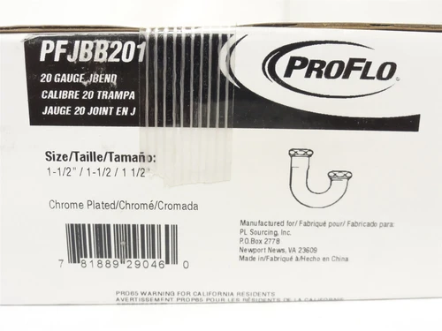 ProFlo PFJBB201; Chrome Plate Brass J-Trap; Size: 1-1/2"