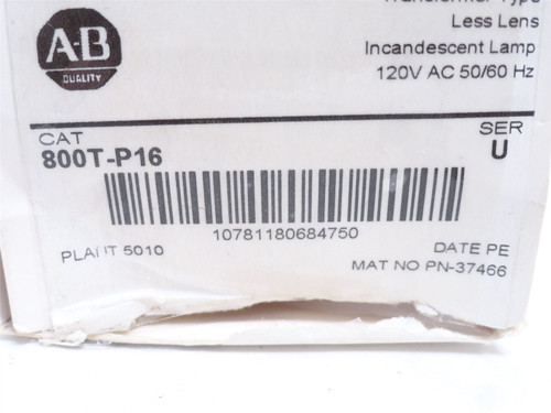 Allen-Bradley 800T-P16; Pilot Light 120VAC; Size: 30mm