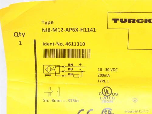 Turck N18-M12-AP6X-H1141; Proximity Sensor 4611310; 10-30VDC