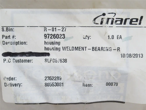 Marel 9726023; Bearing Weldment Housing; SS; 2-11/64"ID