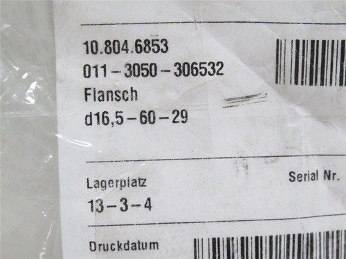 Multivac 10.804.6853; Flange D16.5-60-29; 16-1/2mmID