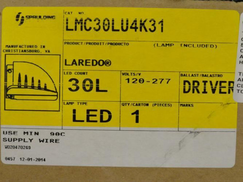 Hubbell LMC30LU4K31; Wall Pack; 44W Led 4000K