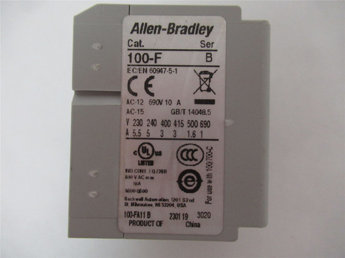 Allen-Bradley 100-F; Aux Contact Block 2-Pole 1 NO/1 NC 10A