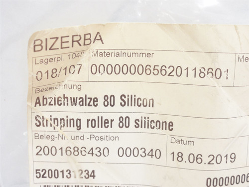 Bizerba 65620118601; Stripping Roller; 95mm Belt x 20mmOD