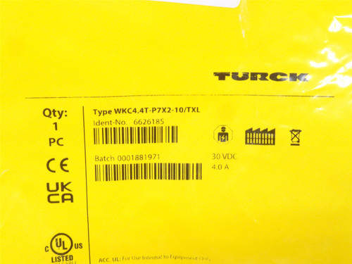 Turck WKC4.4T-P7X2-10/TXL; Right-Angle Cordset 6626185; 10m L