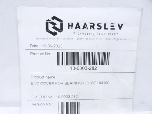 Haarslev 10-0003-282; Bearing House HM100 End Cover Only
