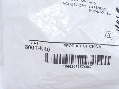Allen-Bradley 800T-N40; Push-To-Test Pilot Cap; Red; Plastic