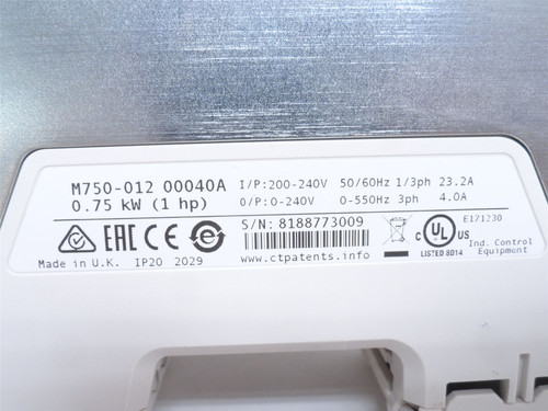 Nidec M750-01200040A; Servo-Motor Controller; 200-240VAC; 1HP
