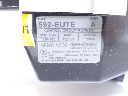 Allen-Bradley 892-EUTE; Overload Relay; 165A; 3P; 120-600VAC