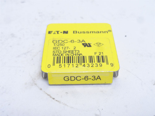 Bussmann GDC-6-3A; Box-5; Time-Delay Glass Fuses 6.3A; 250VAC