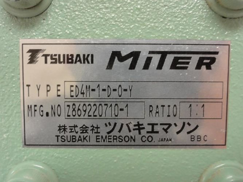 Emerson ED4M-1-D-0-YT; Tsubaki Miter Gearbox; Ratio: 1-1