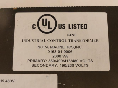 Nova 0163-01-0006; Transformer; 2000vA; 380/400/415/480V Primary