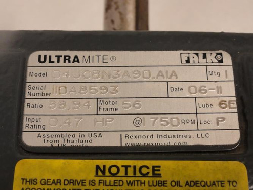Falk O4UCBN3A90.AIA; Inline Gearbox; 88:94 Ratio