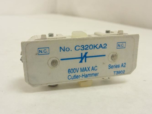 Cutler-Hammer C320KA2; Aux. Contact Block; 1-NC; 600V; Ser: A2