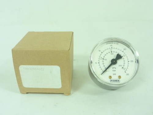 Fisher 19B3086X012; Pressure Gauge; 0-30PSI; 2" Face; 1/4"NPT