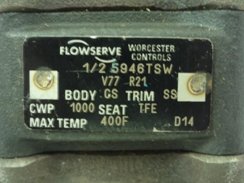 Worcester 1/2-946TSW; Ball Valve; 1/2" NPT; 1000CWP;