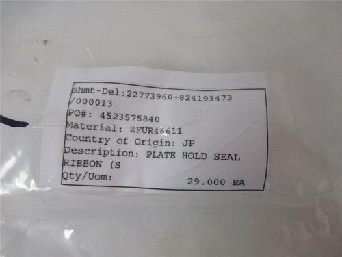 Robert Reiser ZFUR46611; Lot-10 Plate Holder Seal Ribbon