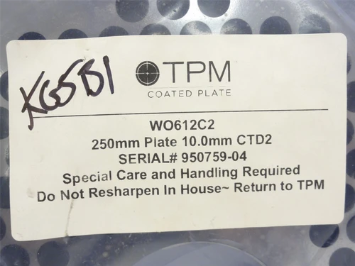 Thomas Precision WO612C2; Grinder Plate; 250mmOD; 10mm Hole