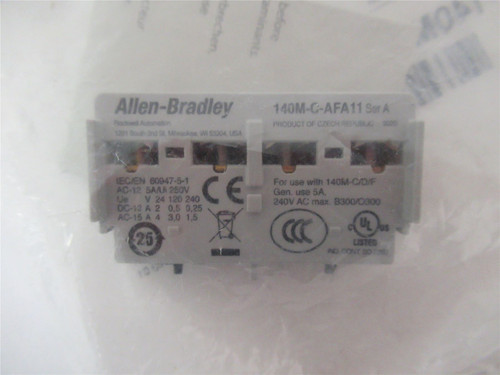 Allen-Bradley 140M-C-AFA11; Auxilary Contactor 24V 1 NO/1NC