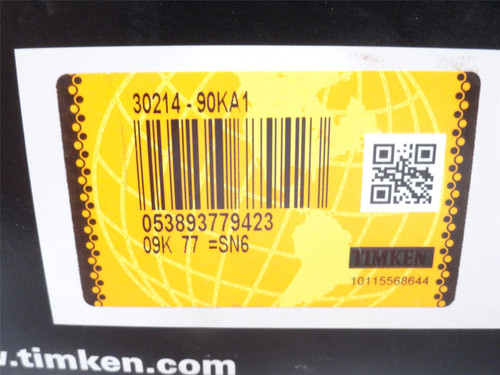 Timken 30214-90KA1; Tapered Roller Bearing Cone W/Cup; 70mmID