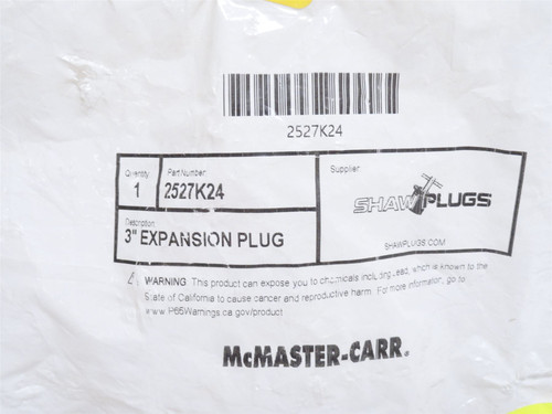 Shaw Plugs 2527K24; T-Handle Expansion Plug; Size: 3"