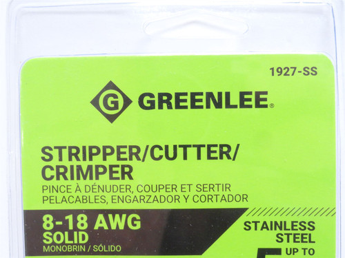 Greenlee 1927-SS; Wire Stripper/Cutter/Crimper; 8 To 18AWG