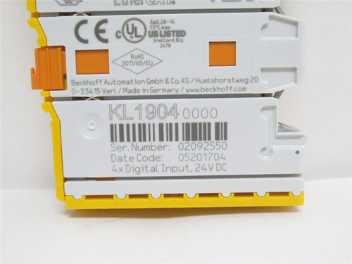 Beckhoff KL1904; Input Terminal; 24VDC; 4-Channel