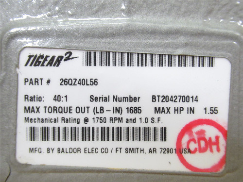 Dodge 26QZ40L56; Gear Reducer; 40:1 Ratio; RA; 1.55HP