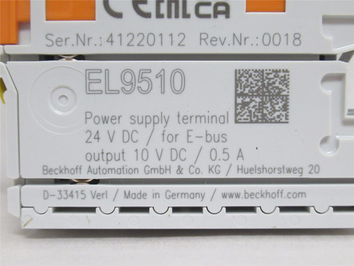 Beckhoff EL9510; Power Supply Terminal; 10VDC