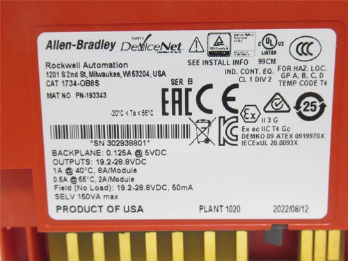 Allen-Bradley 1734-OB8S; Output Module; 8-Chan; 19.2-28.8VDC
