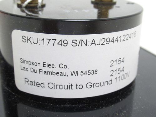 Simpson 17749; Analog Panel Meter; AC Current; 0A to 50A