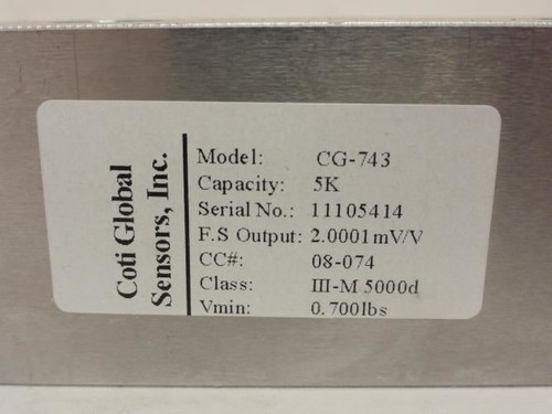 Coti CG-743-5K; Single Ended Beam Load Cell; SS; 5K Capacity