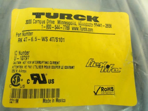 Turck RK4T-6.5-WS4T/S101; Cordset; 4 Wire; 6.5M; 250V; 4A