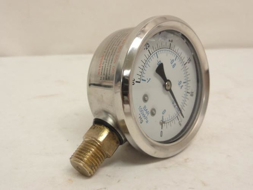 Superior Hydraulics 201L-254A; Liquid Fill Vac Gauge -30"~0 PSI