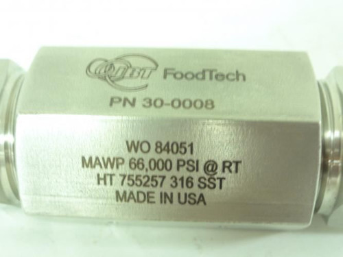 JBT 30-0008; Coupling; 66000PSI; 316SST; .570" Bore